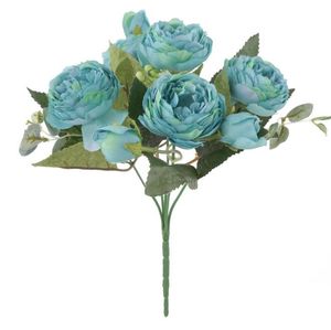 Bouquet de roses de fleurs artificielles de mariage de haute qualité pour la décoration de mariage 30cm de long 9 têtes Bouquet de rose