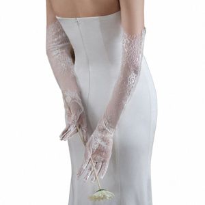 Gants de mariage de haute qualité blanc LG dentelle creuse tulle tous les doigts Dr Party Accories v6Ej #