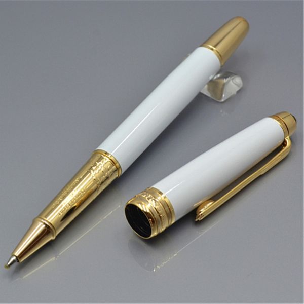Stylo à bille roulante blanc 163 de haute qualité, stylo à bille/stylo plume, papeterie de bureau classique, stylos de recharge d'écriture, sans boîte