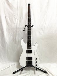 Hoogwaardige witte 4 string Headless Electric Bass gesloten ophalen zwarte hardware