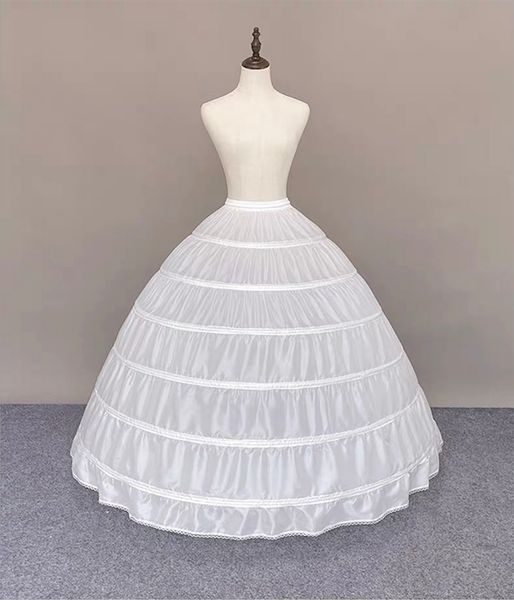 Haute qualité blanc 6 cerceaux jupons pour robe de mariée grande taille moelleux robes de Quinceanera fournitures sous-jupe Crinoline jupon cerceau jupe