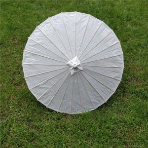 Haute Qualité Blanc Bambou Papier Parapluie Parasol Danse De Mariage Décor De Fête De Mariée Nuptiale De Mariage Parasols Papier Blanc Parapluies 100 pcs