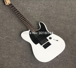 Guitare électrique blanche de haute qualité, conception de taille concave, laque de piano qui cuit, réglage de verrouillage noir, matériel noir réel po4409475