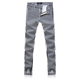 High Quality White Striped Pants men Size 29-38 Fashion Casual mens Trousers Slim fit men dress pant2270