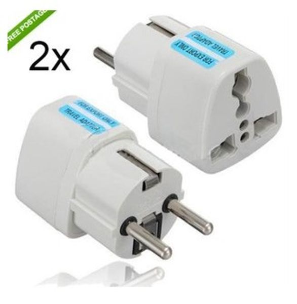 Adaptateur de voyage universel blanc à 2 broches, haute qualité, royaume-uni, US, AU vers ue, EURO, France, allemagne, prise d'alimentation ca, conversion européenne