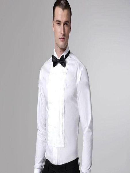 Camisas blancas de alta calidad para el novio de la boda, camisas formales de manga larga para fiesta de graduación para hombre, camisas de noche para padrinos de boda de alta calidad NO01444204