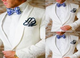 Tuxedos de boda blancos de alta calidad Men nuevos Trajes de dos piezas Grougs Groom Wear Blazer77778100 personalizados