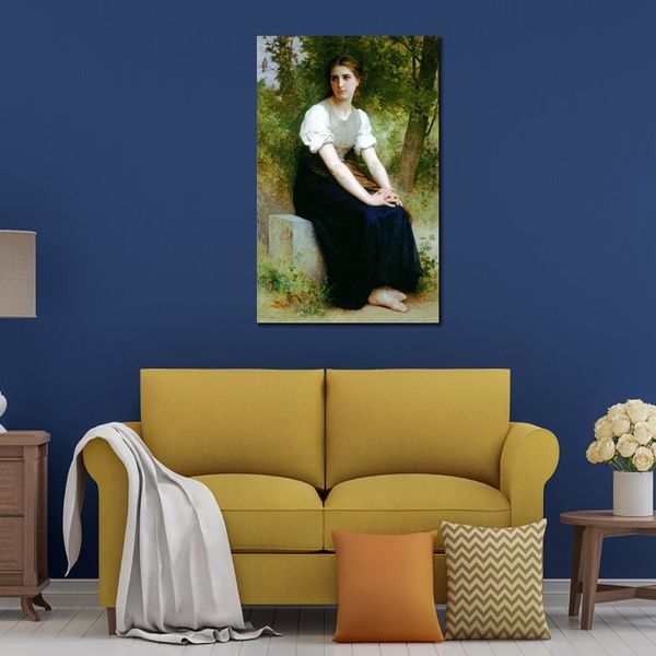 Haute qualité William Adolphe Bouguereau classique Portrait toile Art la chanson du rossignol peint à la main décor de chambre