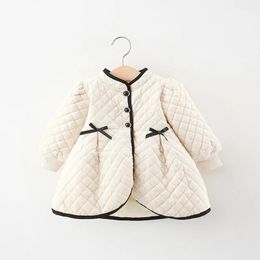 Veste d'hiver chaude en coton pour bébé, manteau pour enfants, vêtements pour bébés avec nœud épais, de haute qualité, 240123