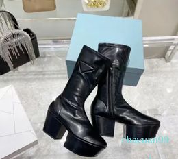 Des bottes d'hiver de haute qualité ! Défilé de mode unique talon en fer à cheval 4.5 cm chaussures de créateur en cuir balle Street Martin botte chaussure de luxe