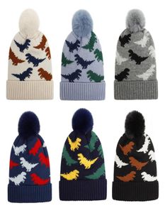 Hoogwaardige winterdinosaurus geverfde beanie hoed Acryl Warm gebreide pet voor kinder -peuter kind jongens28222229