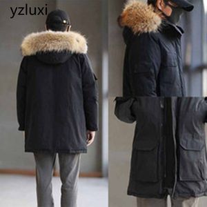 Manteau d'hiver en duvet de haute qualité, manteau en peau d'oie véritable, à capuche, style à la mode pour hommes, coupe-vent, imperméable et chaud