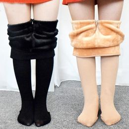 Haute qualité hiver fourrure filles Leggings épais velours enfants pantalons chaud taille élastique coton enfants filles pantalons 240226