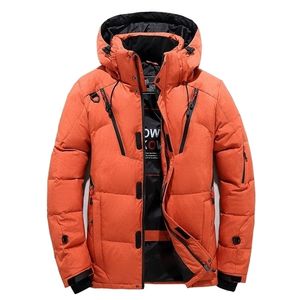 Veste d'hiver de haute qualité hommes à capuche épaisse canard chaud bas par une parka décontractée Slim vers le bas pour hommes de nombreuses poches T200102