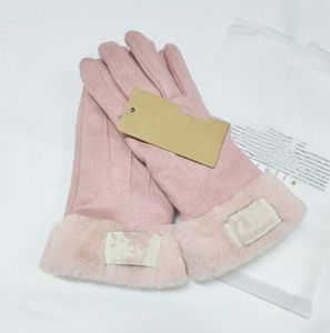 Gants en cuir d'hiver de haute qualité et laine écran tactile fourrure de lapin froid - doigts chauds en peau de mouton a327