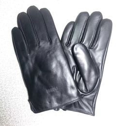 Gants en cuir d'hiver de haute qualité pour femme écran tactile en laine de lapin fourrure de lapin résistant au froid doigts en peau de mouton chaud couleur noire sans boîte a88b