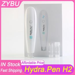 Hoogwaardige draadloze Hydra Derma Pen H2 Professionele Microneedling Pen Huidverzorging Roller Gezicht Meso Therapie Schoonheidsapparaat met 2 stuks 0,5 mm 12 pins naaldcartridges