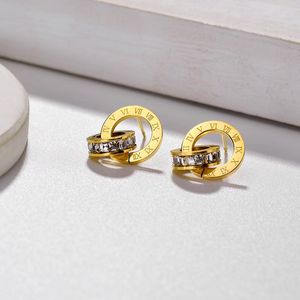 Boucles d'oreilles en or rose pour femmes, haute qualité, mode, cadeau de mariage, de fiançailles, bijoux en pierre