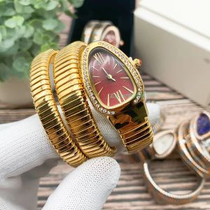 Montre à mouvement à Quartz pour femmes, haute qualité, marque de luxe, bracelet en acier inoxydable, accessoires de mode, montres élégantes et nobles en forme de serpent, cadeau de luxe