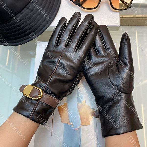 Gants en cuir véritable de haute qualité pour femmes, gants chauds d'hiver de styliste, gants de cyclisme en plein air de luxe pour dames, cadeau de noël de saint-valentin