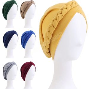 Pañuelo para la cabeza para mujer de alta calidad, gorro turbante, Hijab trenzado, turbantes sólidos, pañuelo musulmán elástico, sombrero africano listo para usar Hijabs