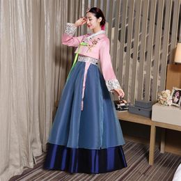 Hoge kwaliteit vrouwen Koreaanse traditionele kleding vrouwelijke lange mouw bruiloft Hanbok oude nationale kleding 89 etnische206m