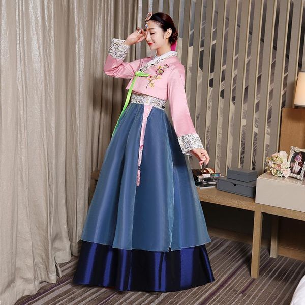 Mujeres de alta calidad vestida tradicional coreana Femenina de manga larga Hanbok Ancient National Clothing 89 étnico