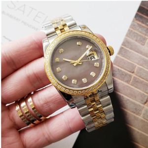 Hoge Kwaliteit Dames Dame Automatische Diamanten Saffier Crystal Mechanical Rvs Luxe Rose Gold Pink 26mm Diamond Bezel horloge Horloge
