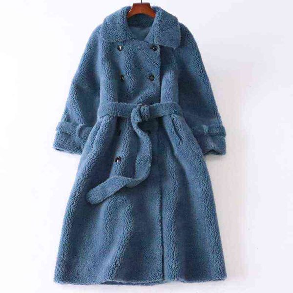 Haute qualité femmes manteau de fourrure d'agneau automne hiver femmes 2021 décontracté longue femme Vintage vestes en daim en peluche pardessus Chaqueta Mujer T220810