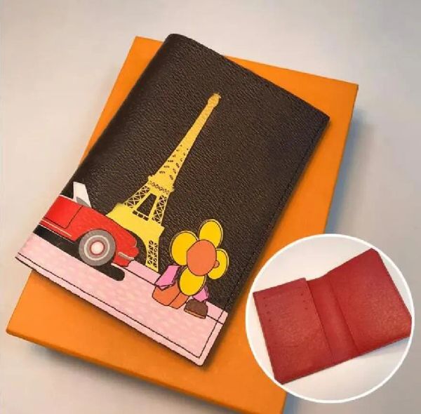 Haute Qualité Femmes Homme Classique Designer Porte-Carte PASSEPORT COUVERTURE Marques De Mode Affaires Protection Cas Tendance Crédit Hommes Portefeuille Marron Iconique