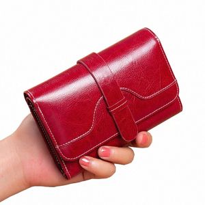 Portefeuille en cuir véritable pour femmes de haute qualité Femme RFID Anti-vol Porte-carte Porte-monnaie Portefeuilles pour pochette pour femmes Sac S5de #