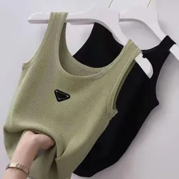 Camisetas de punto de alta calidad para mujer, camisetas de diseñador, camisetas de temperamento de moda, chaleco de punto bordado, jersey de punto sin mangas, Tops deportivos para mujer