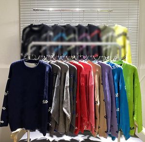 Suéteres de punto de mujer de alta calidad, suéteres de moda de manga larga, cuello redondo, suéteres casuales de alta calidad, tops de marca de diseñador con logotipo de letra--5200