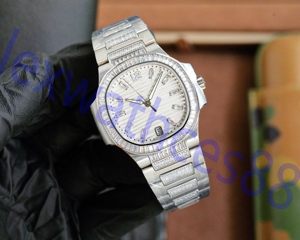 Reloj de diamantes de edición limitada para mujer de alta calidad, oro blanco de lujo, oro rosa combinado con diamantes cuadrados, diseñador de alta gama y elegante.