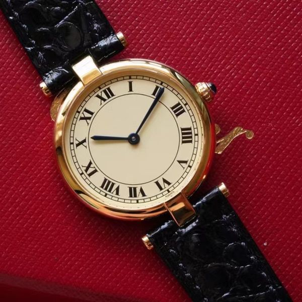 Reloj de oro pequeño de mediados de siglo para mujer de alta calidad Oro de 18 quilates Movimiento swssi suizo Estilo de mujer extremadamente rico Reloj de marca de lujo con espejo de zafiro elegante vintage de los años 801