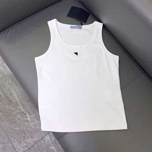 Sexy t-shirts van hoge kwaliteit dames luxe mouwloze luxurys katoen tops T-borduurwerk zwart wit rugloos strand shirts zomer 2024
