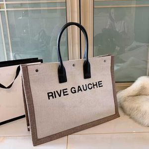 Sacs fourre-tout pour femmes de haute qualité Rive Gauche fourre-tout sac à provisions fourre-tout célèbre mode lin grand sac de plage de luxe Designer voyage bandoulière