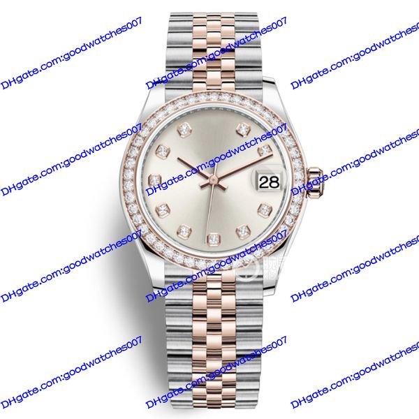 Montre pour femme de haute qualité Asia 2813 Montre automatique 278381rbr 31 mm Cadran blanc Bague en diamant Or rose 18 carats Bracelet en acier inoxydable Boucle déployante 278271 montre en argent