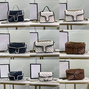 Flip Designer Bags Fashion Women Handtassen Porties Portemonentes Dubbele letter Buckle Cowhide Marmont Classic Tote schoudertassen