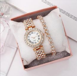 Haute qualité femmes montre Bracelet en acier Quartz luxe mode serti de diamants horloge romaine à motifs diamant incrusté montre-Bracelet