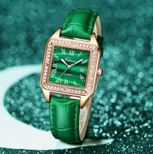 Des femmes de haute qualité montrent luxe malachite green watch for women waterproproping quartz watch watch cuir dames watch gifts 2172015
