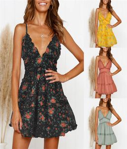 Hoogwaardige dames039S -jurken Summer Beach Spaghetti -riembeugels Rokken Casual Ladies Slim Jurk één stuk Chiffon Dress CF186658213