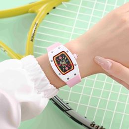 Kwarts van hoogwaardige dameshorloge transparante kast siliconenriem casual mode dames horloges