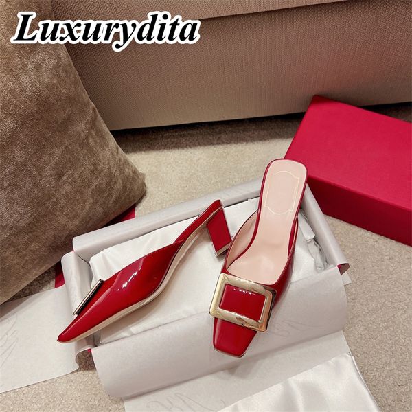 Sandales pour femmes de haute qualité pompes en cuir semelle Banquet Stiletto Patwalk Luxury Pointy High Heels Designer Vivier Flat Ballet Shoe