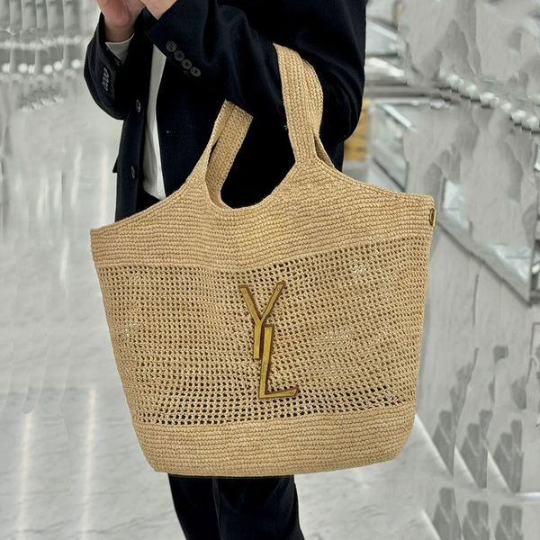 Sac fourre-tout pour femmes de haute qualité Sac à bandoulière Paille Yslbagses Sac de créateur de luxe sac à main grand sac Loulou Loulou plage classique Grass Woven Letter Composite Sac composite