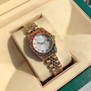 Hoogwaardige dames horloge Designer Watch 28 mm date dames diamant ontwerper gouden horloge Just Christmas Mother's Day Gift Watches Sapphire Montre de Luxe R18