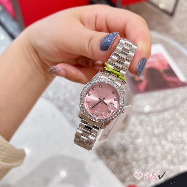 Reloj de reloj para mujer de alta calidad reloj de 28 mm Fecha Diamante Diseñador Diamond Gold Watch Just Christmas Madre Day Resos Relojes Sapphire Montre de Luxe R3 2503