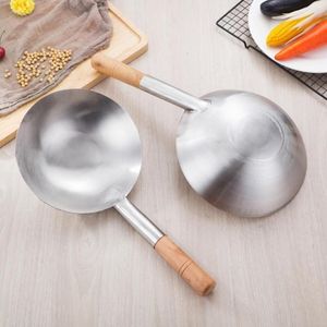 Hoogwaardige Houten Rvs Handvat Geen Coating Non-stick Lepel Wok Keuken Gadgets Accessoires Gereedschap Spoons2214