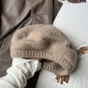 Béret tricoté en laine mélangée pour filles en automne et en hiver avec chapeau de peintre