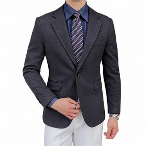 hoge kwaliteit wollen blazers heren Britse stijl elegant eenvoudig geavanceerd eenvoudig casual feestkleding herenpak getailleerd jasje h8Ct#